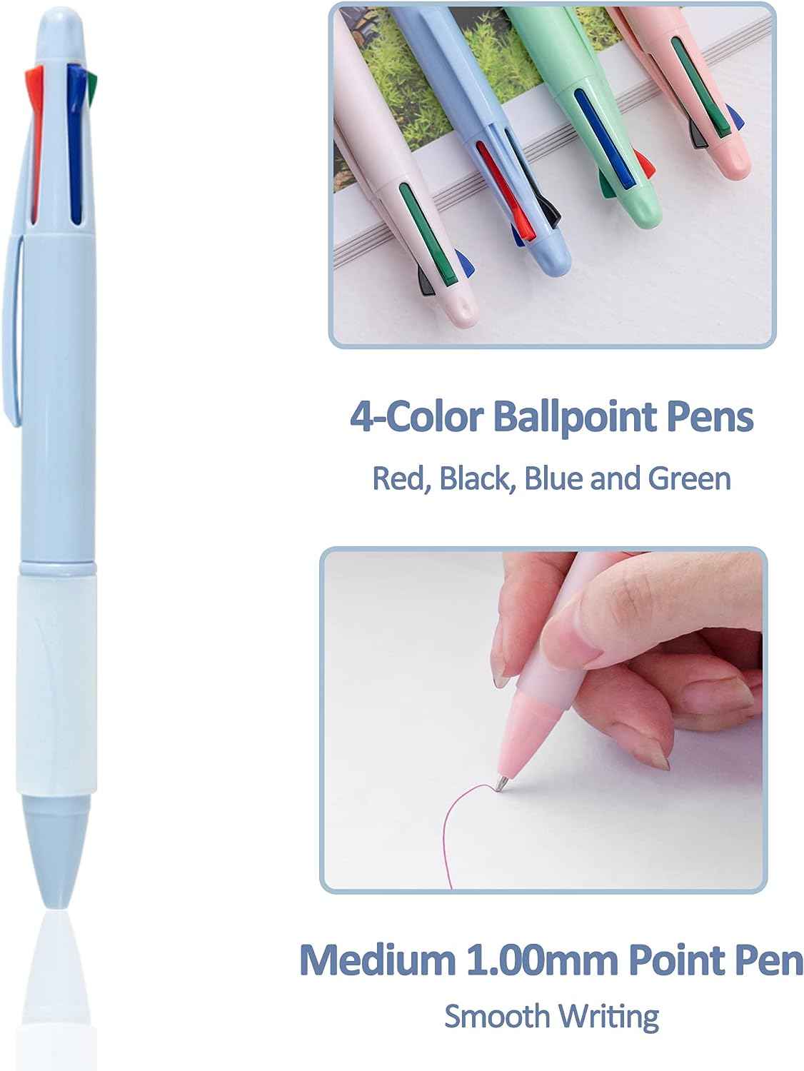 8 Pack BallPoint Multi Pens 4-in-1 Colored Pens (1.0mm) - TTpen