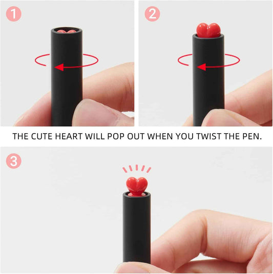 Kaco FIRST Gel Ink Pens Cute Heart with Extra 4 Black Refills (2 Black) - TTpen