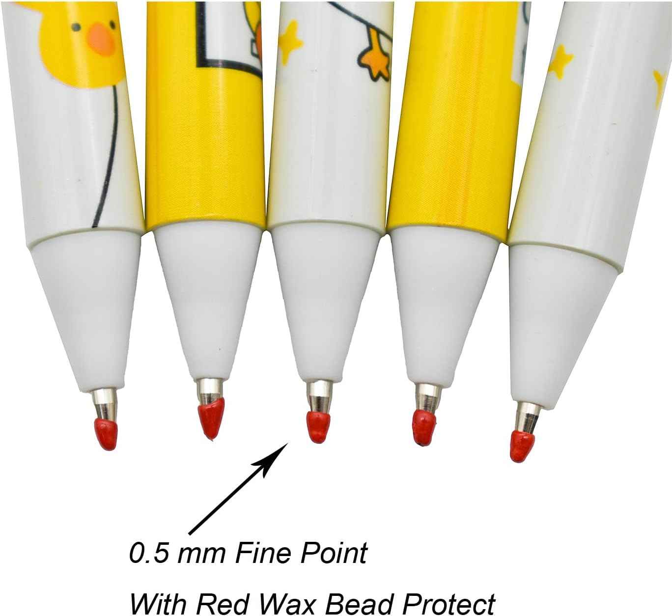 12PCS Little Yellow Duck Print Retractable Gel Pens Black Ink For Kids - TTpen