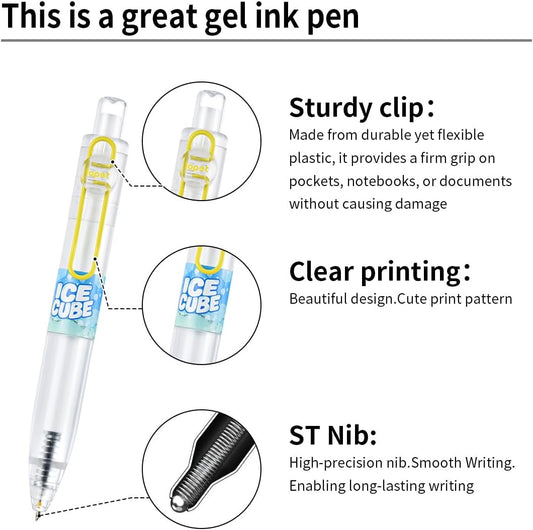 LOPET 4Pcs Juice Retractable Gel Pens 0.5mm Black Ink