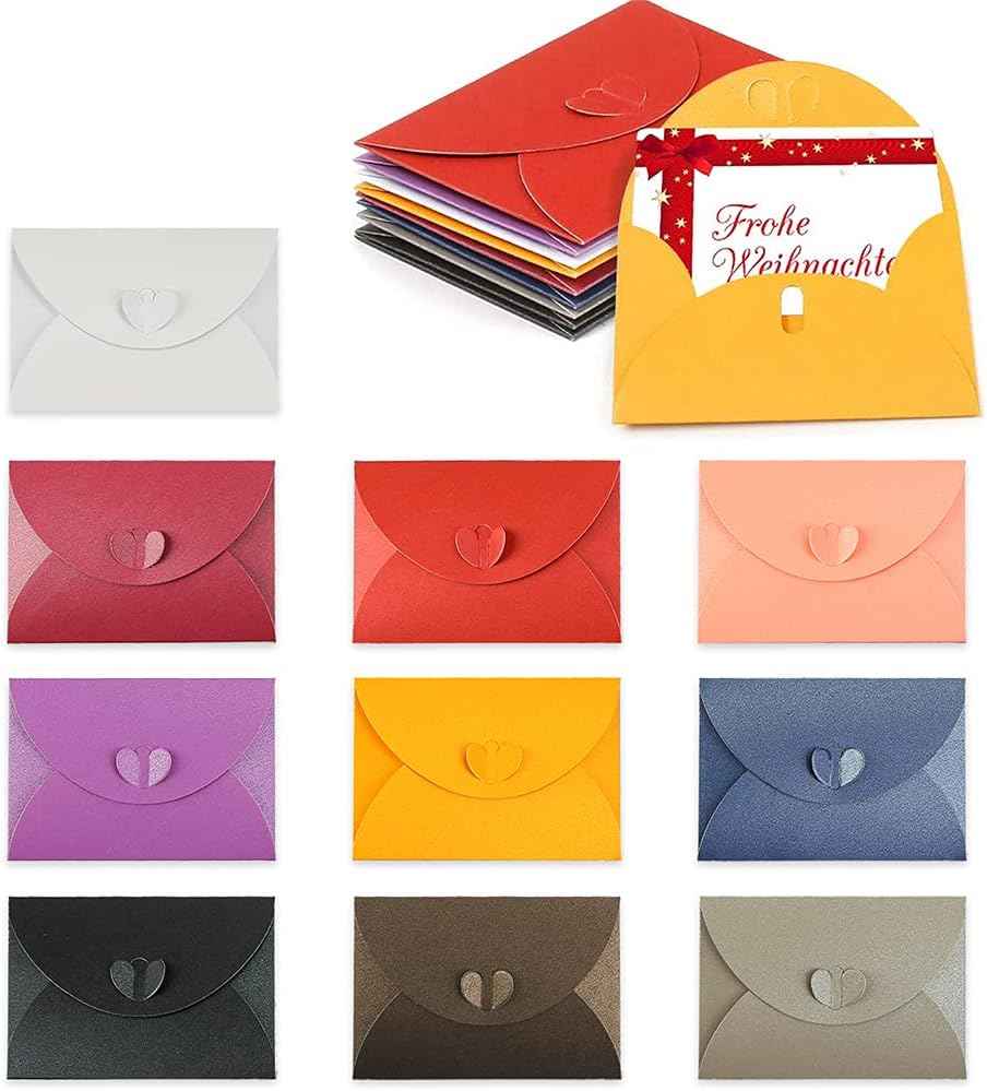 100pcs Mini Christmas Gift Card Envelopes with Heart Shaped Clasp - TTpen