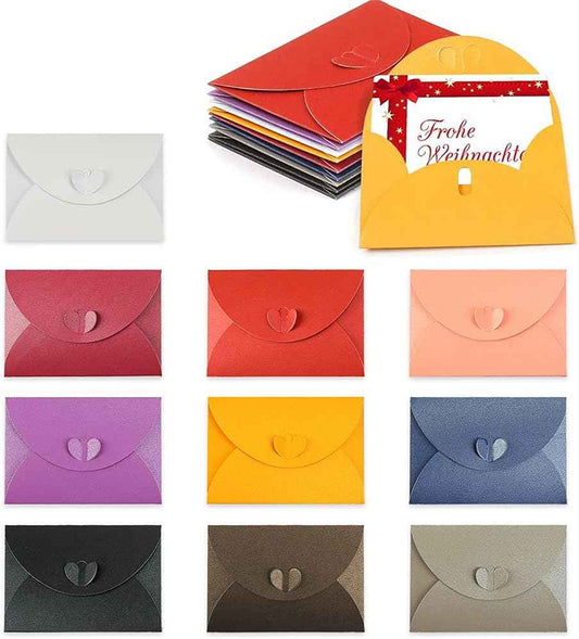 100pcs Mini Christmas Gift Card Envelopes with Heart Shaped Clasp - TTpen