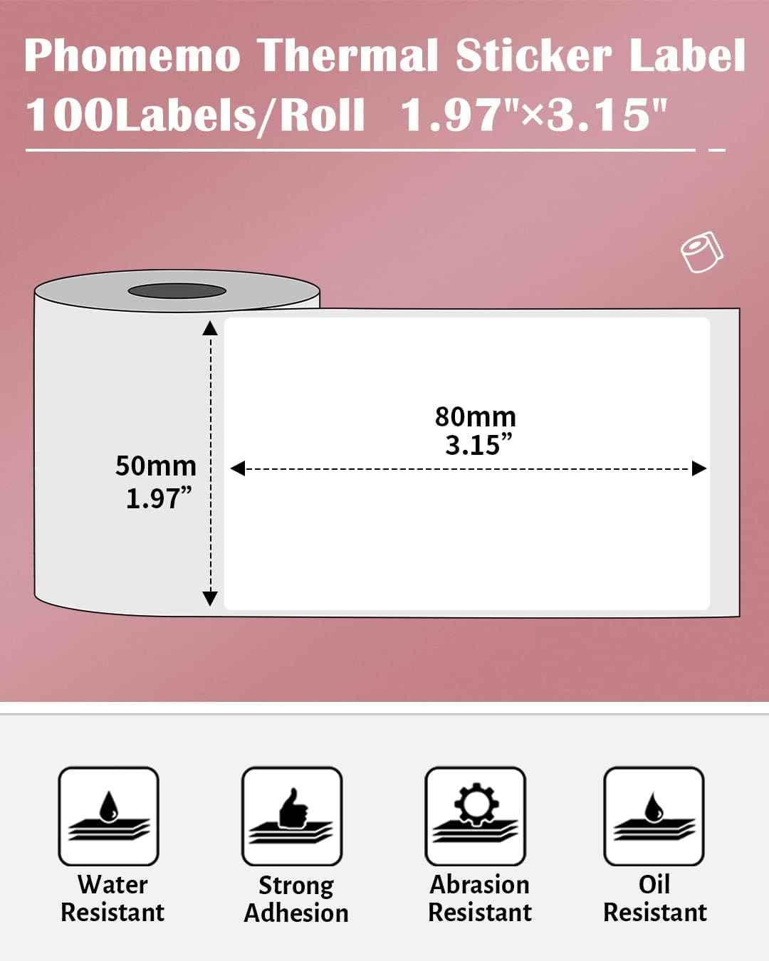 Phomemo Thermal Labels for M110/M221/M220/M120/M200,50x80mm - TTpen