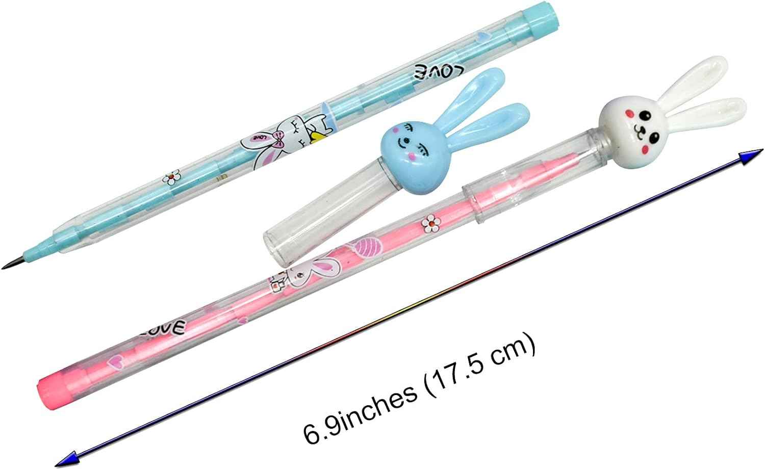 12PCS Cute Bunny Non-Sharpening Stackable Pencils with 64 Refills - TTpen