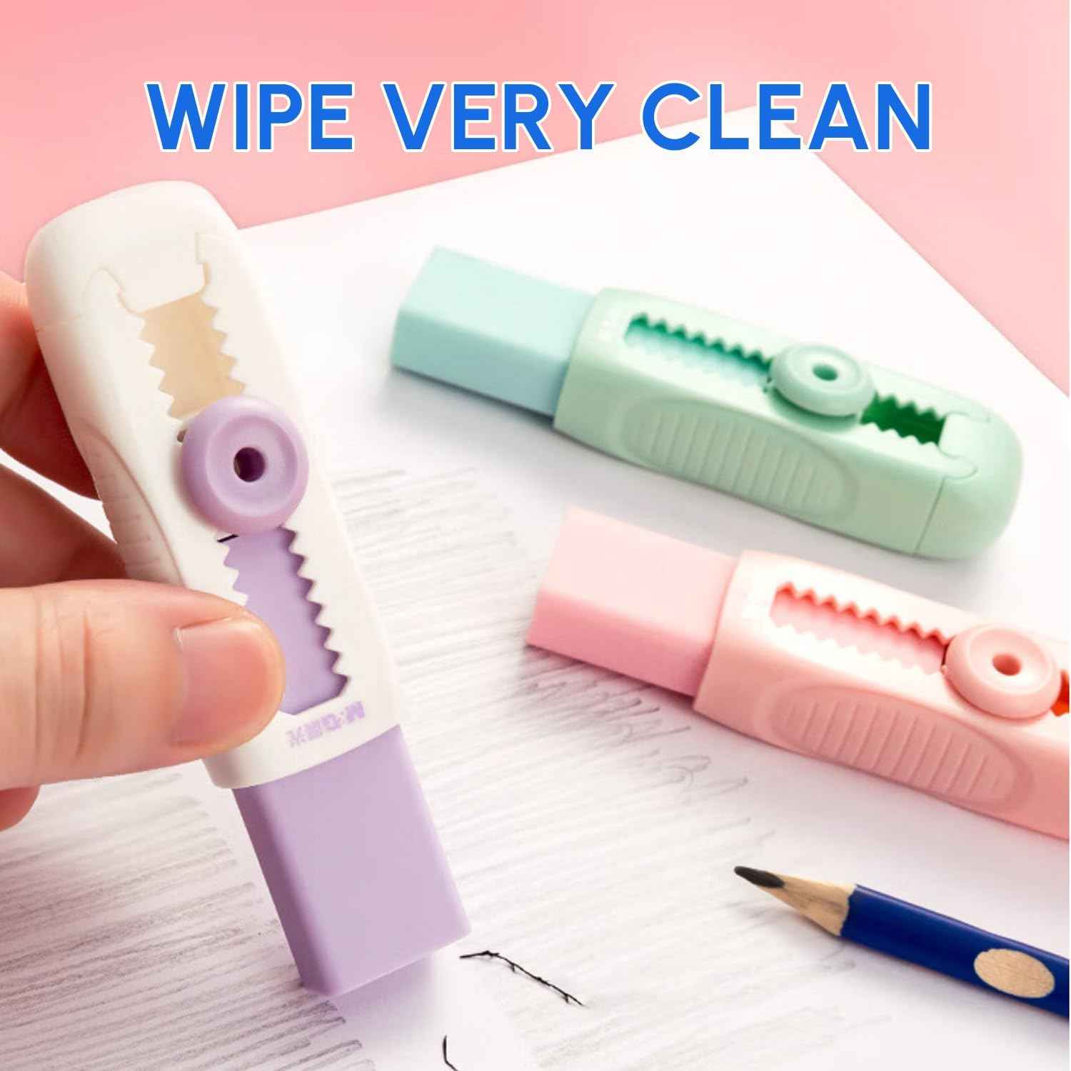 M&G 4+1 Pack Sliding Retractable Eraser with Sleeve and 4 Refill Erasers - TTpen