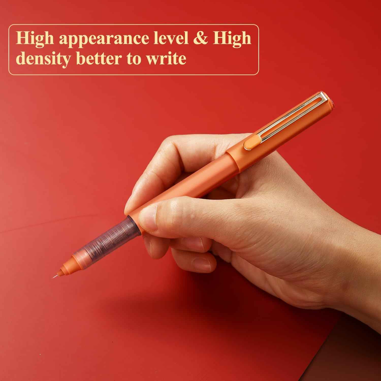 5Pcs Liquid Rollerball Pens Ultra Fine Point Black Ink,Caramel Color - TTpen