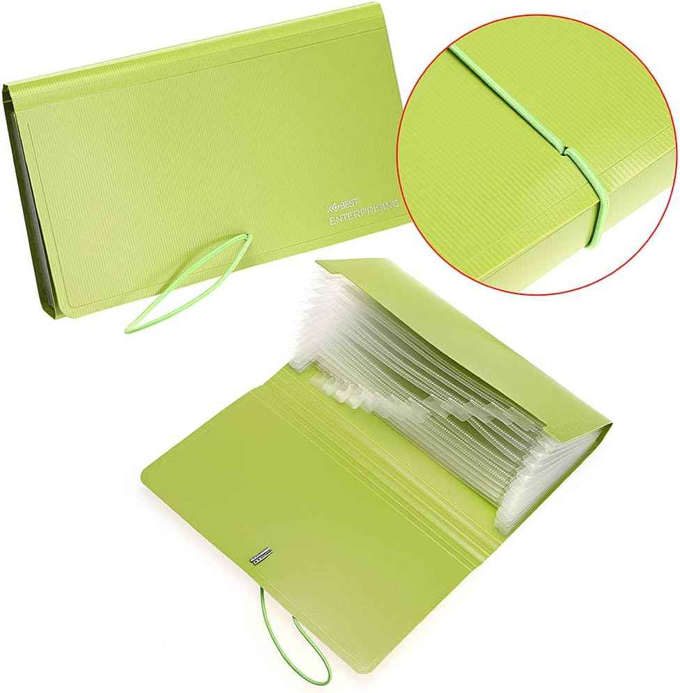 KOBEST 13 Pockets Expanding File Folder for Receipts Coupons Cards - TTpen