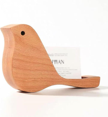 Wooden Business Card Holder for Desk Bird Shape