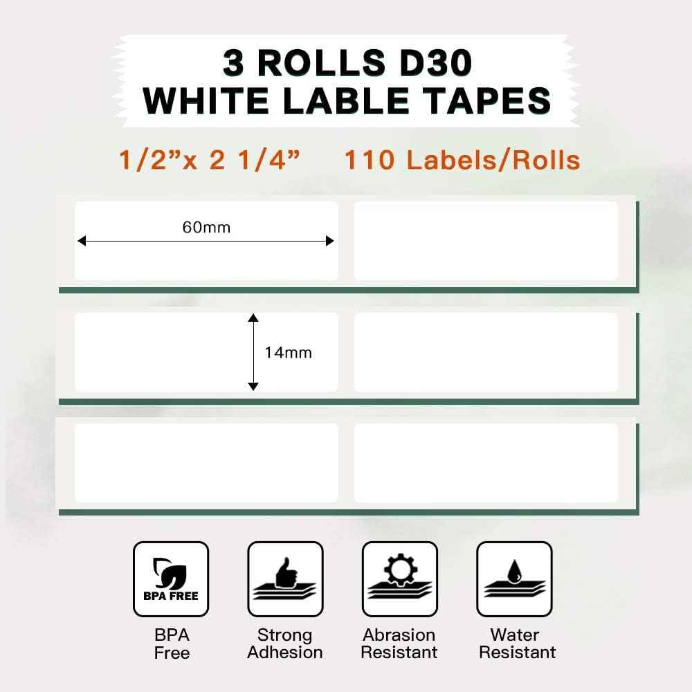 Phomemo D30 Adhesive White Label Paper (14mm X 60mm) - TTpen