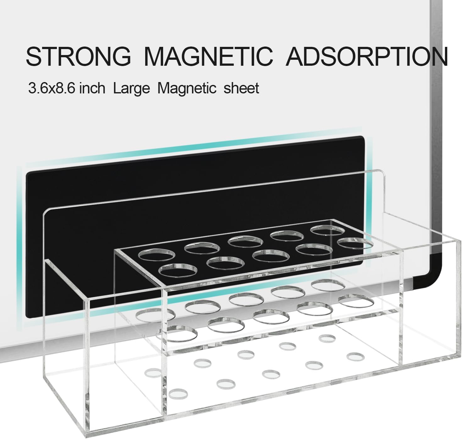 10 Slots Acrylic Magnetic Dry Erase Marker Pen Holder