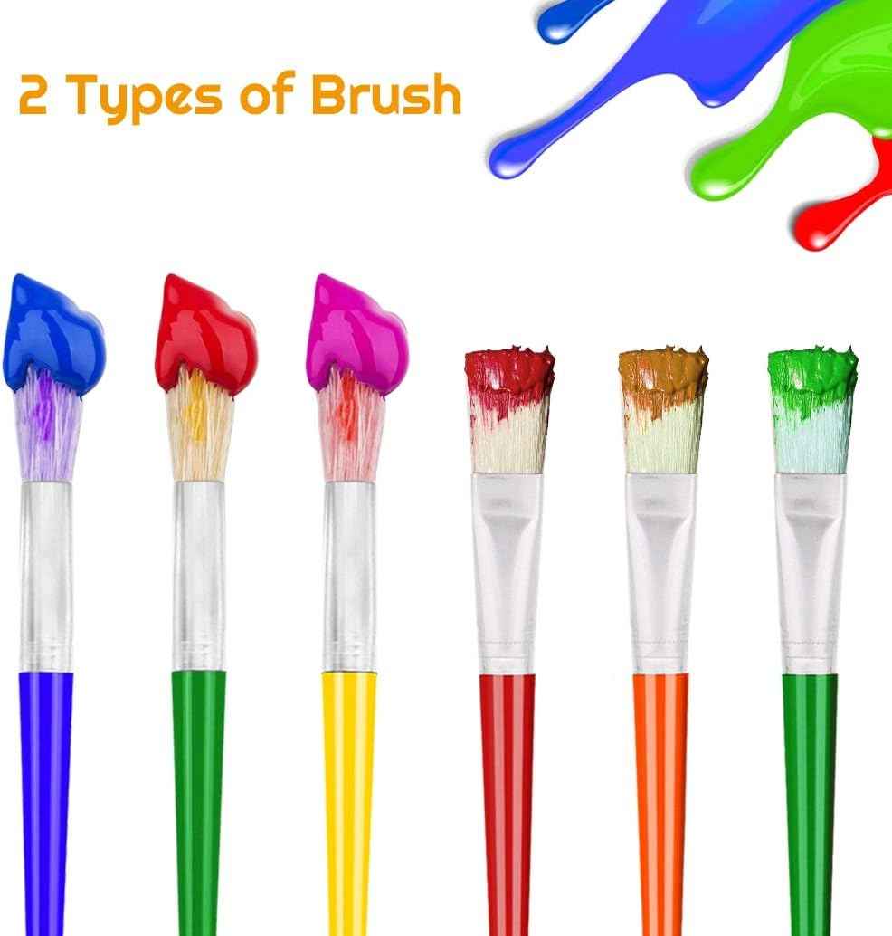 10Pcs Acrylic Paint Brushes for Preschool Kids,Round and Flat - TTpen