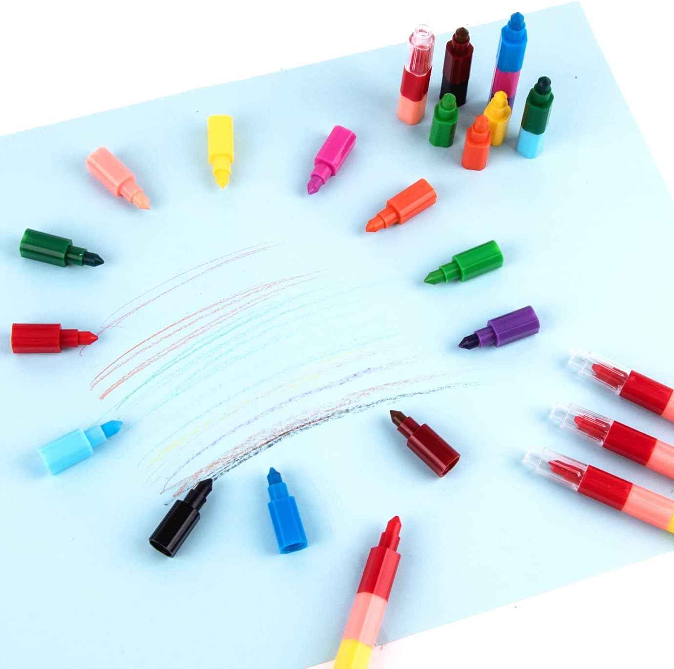 18Pcs Stacking Buildable 12in1 Wax Crayons for Kids - TTpen