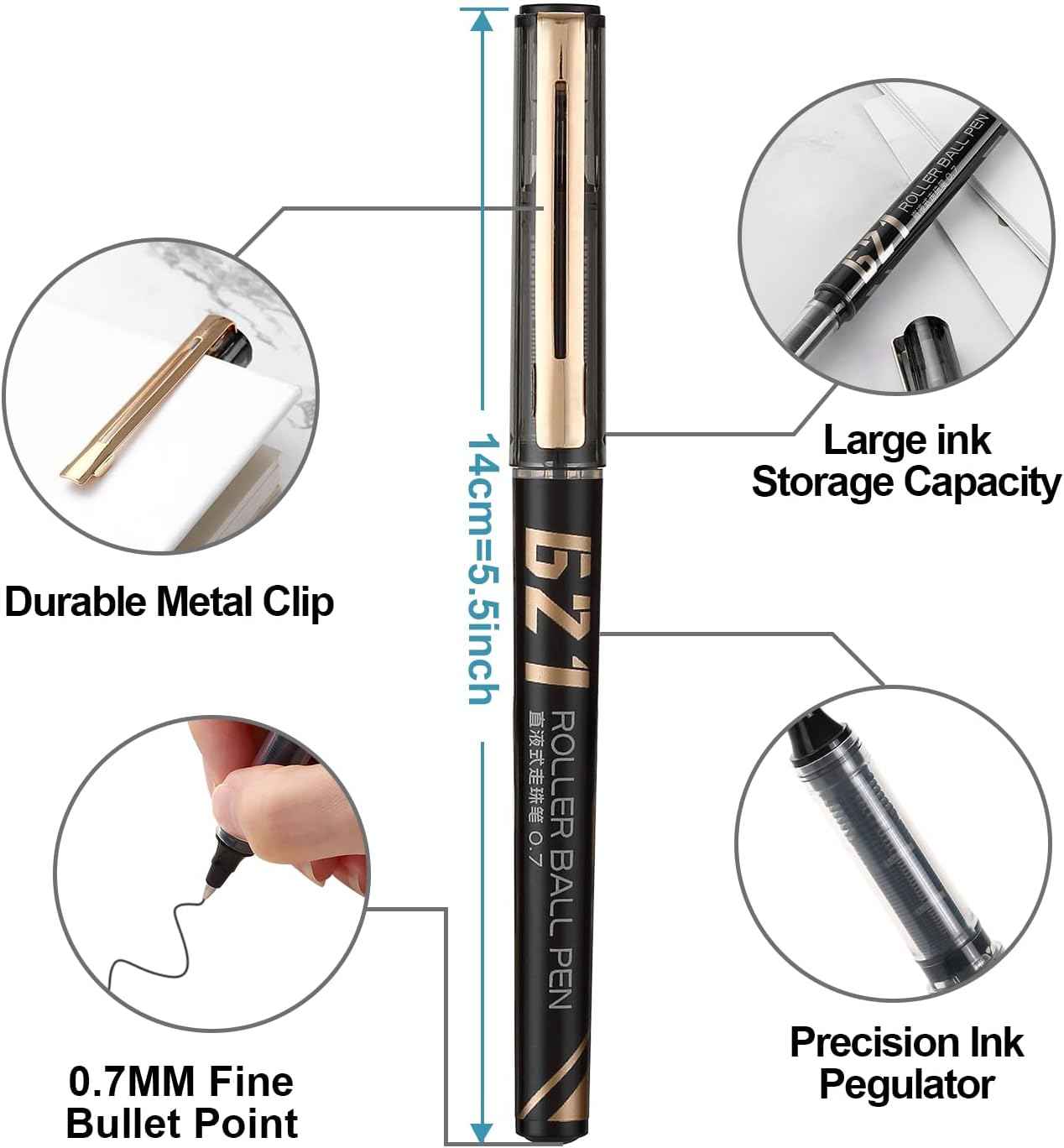 Comix 621 Rollerball Pens,Black Liquid Ink, 0.7mm Medium Point - TTpen