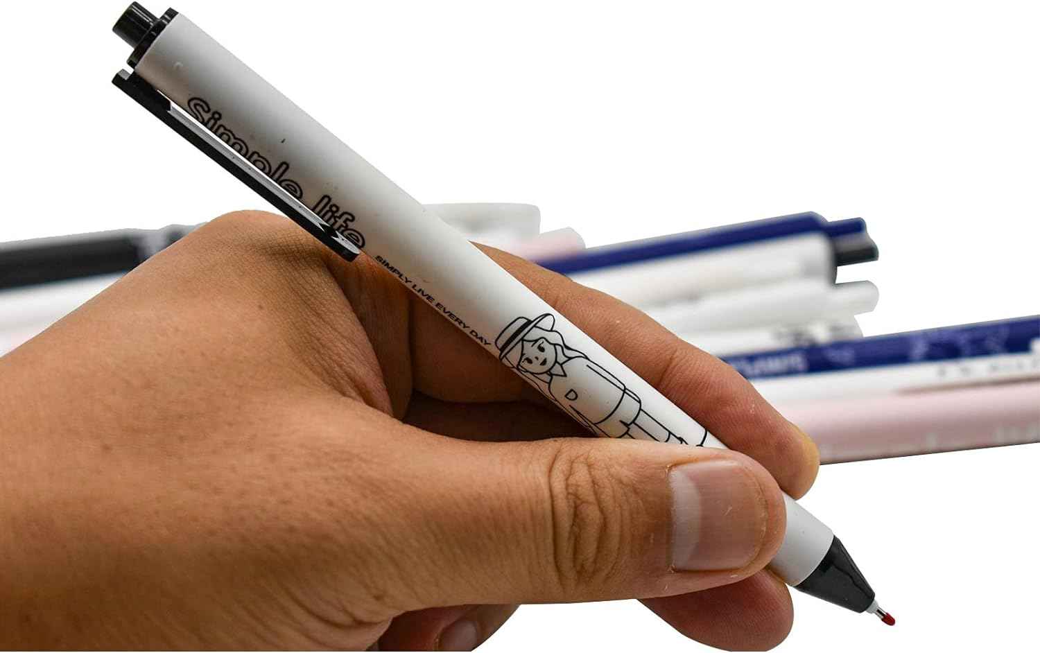 12PCS Retractable Abstract Characters Cute Girls Boys Print Gel Pens - TTpen