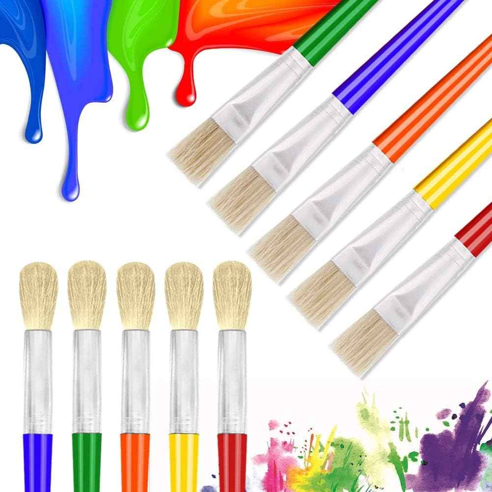 10Pcs Acrylic Paint Brushes for Preschool Kids,Round and Flat - TTpen
