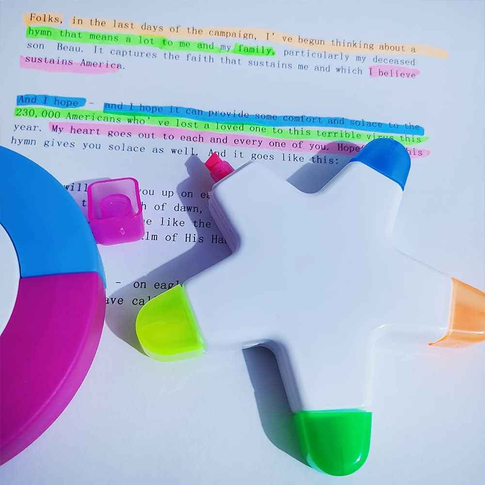 3 Pack Fluorescent Highlighters,Petal,Star Flower,Round Shape - TTpen