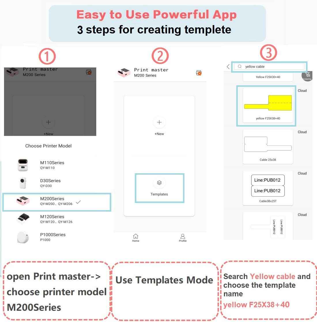 Cable Wire Lable,Yellow,(25x38-40mm) for Phomemo M110/M200/M120/M220 Printer - TTpen
