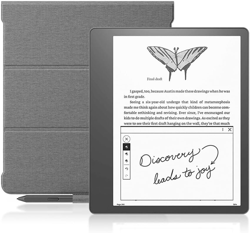 Trifold Stand Case for Kindle Scribe 10.2 Inch - with Pen Holder Gray