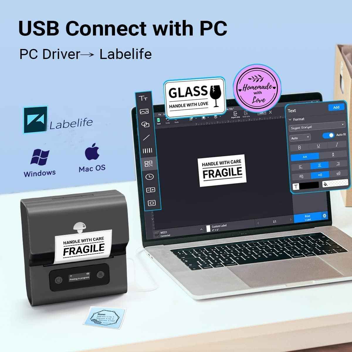 Phomemo M221 Label Makers- 3 Inch Barcode Label Thermal Printer - TTpen