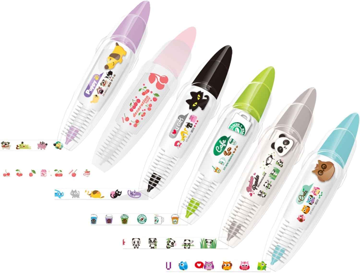 6Pcs DIY Cute Animals Decorative Pen Lace Pattern Correction Tape - TTpen