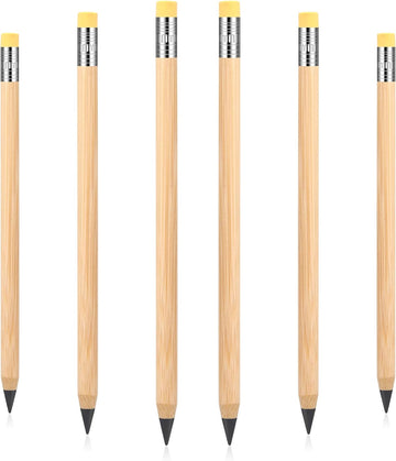 6Pcs Inkless Bamboo Pen Erasable Pencil with Eraser