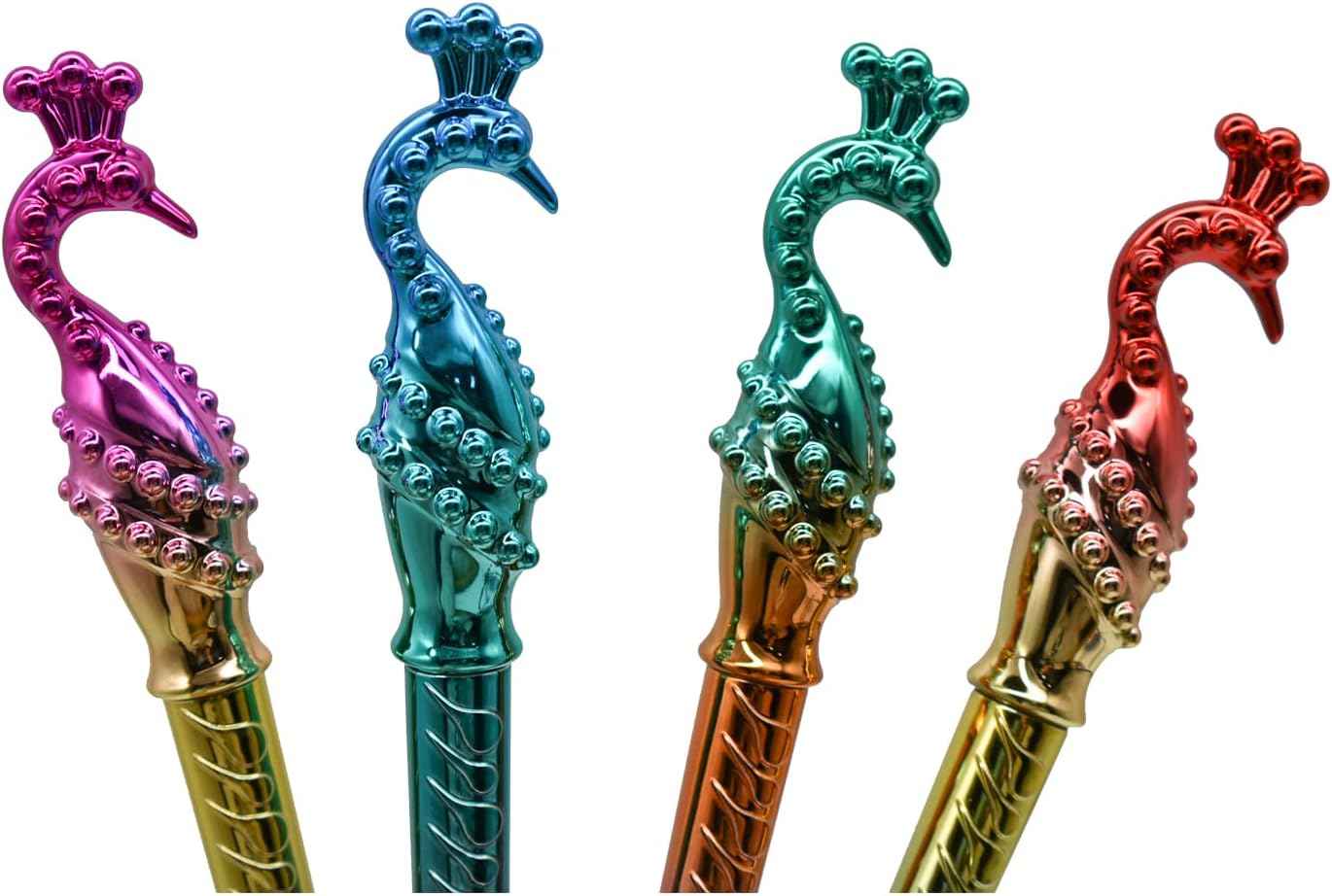 12PCS Dazzling Phoenix Peacock Feather Gel Pens 0.5mm Blue Ink - TTpen