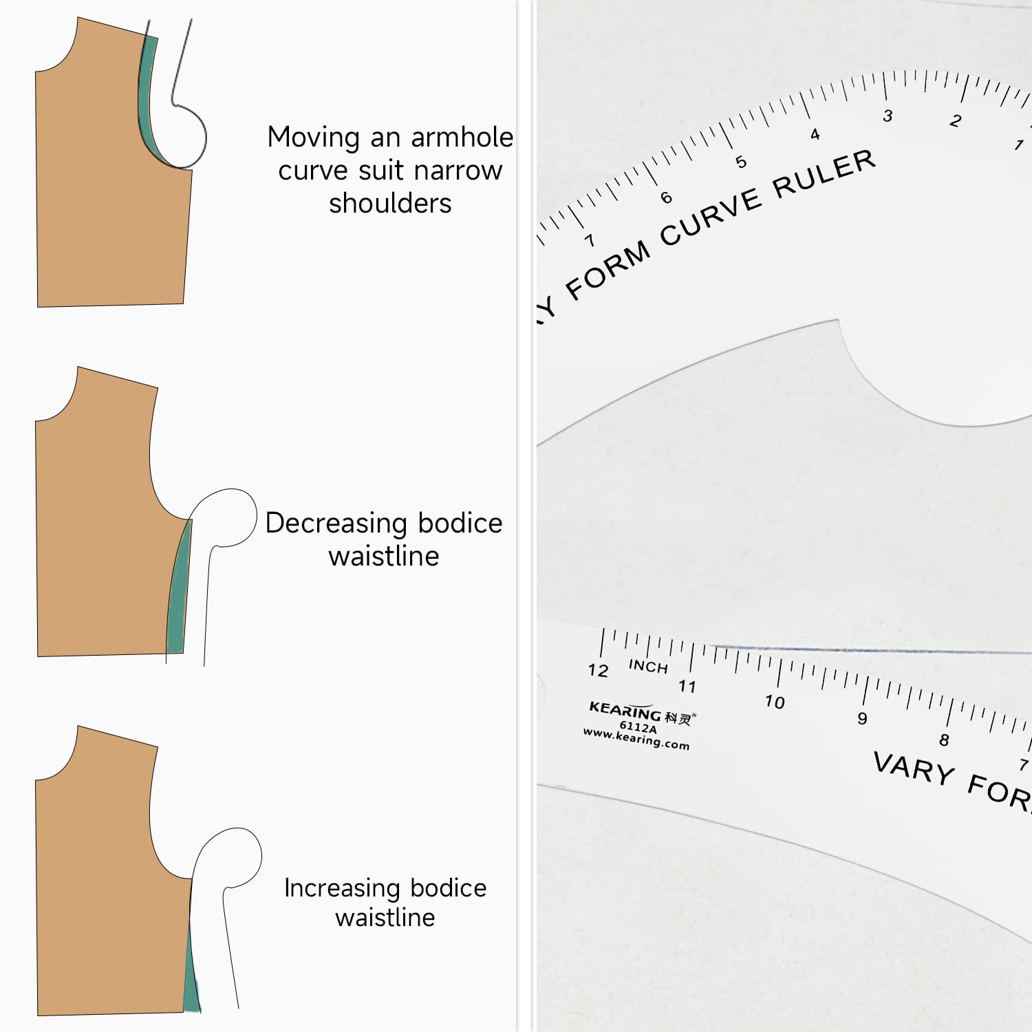 Vary Form Curve Ruler 12“ French Curve Ruler for Measuring Sewing