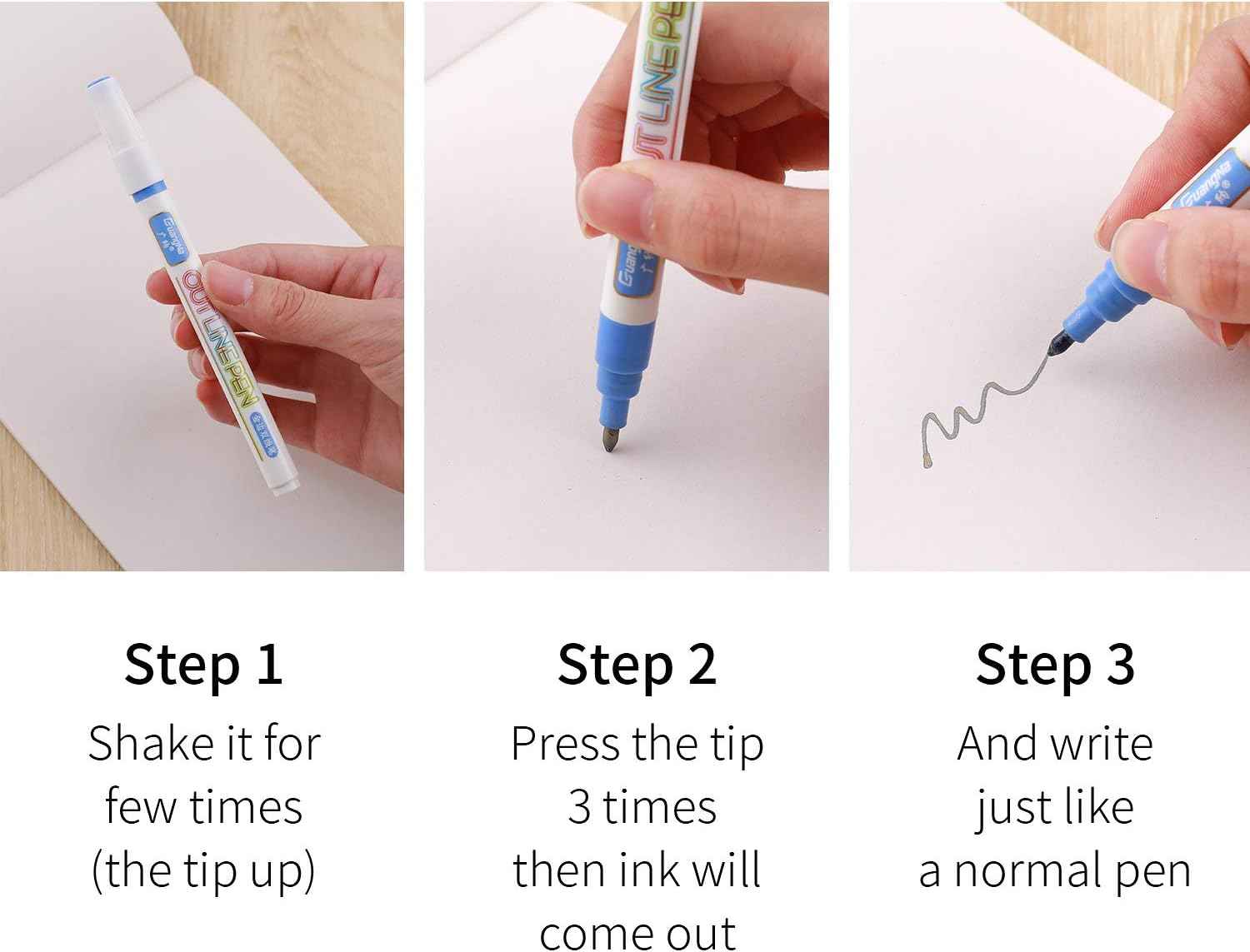 Guangna Outline Drawing Pens,12 Colors Metallic Markers Pens - TTpen