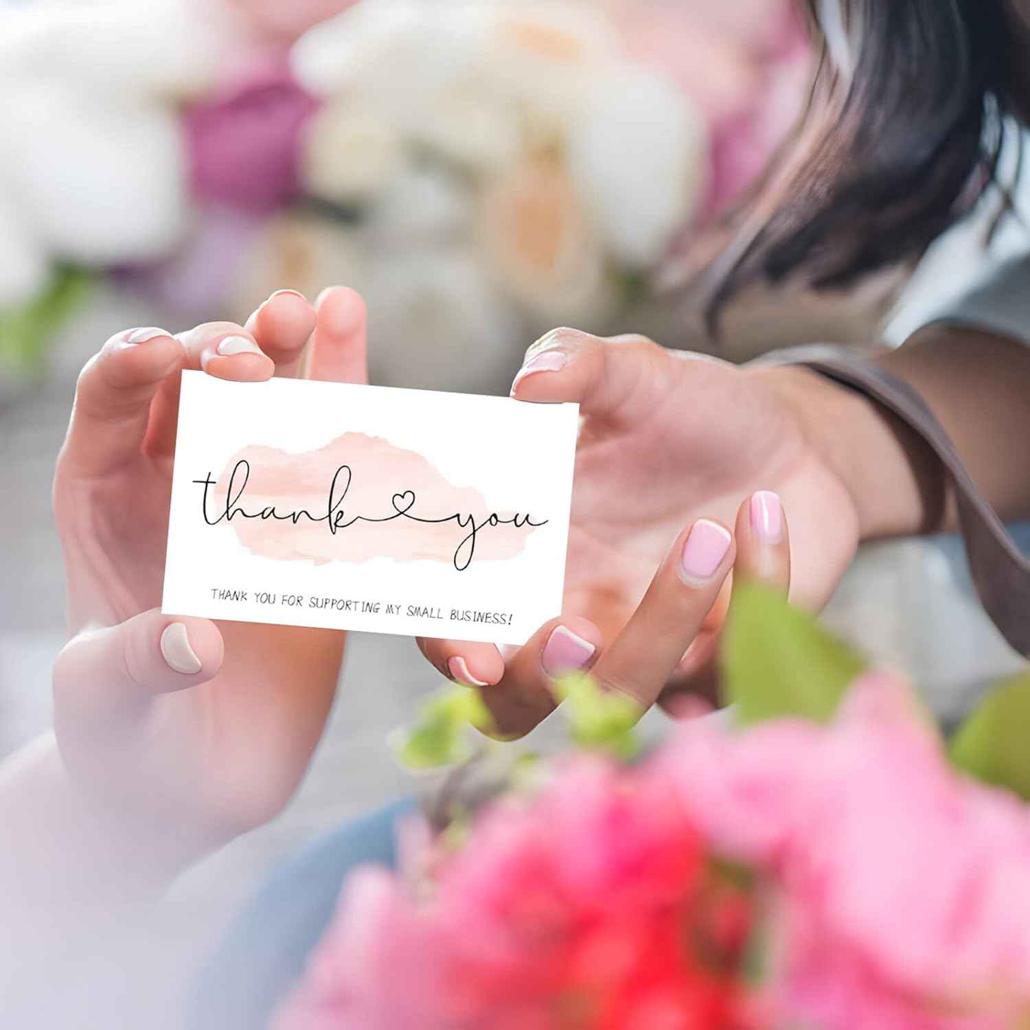 300PCS Thank You For Supporting My Business Cards White - TTpen