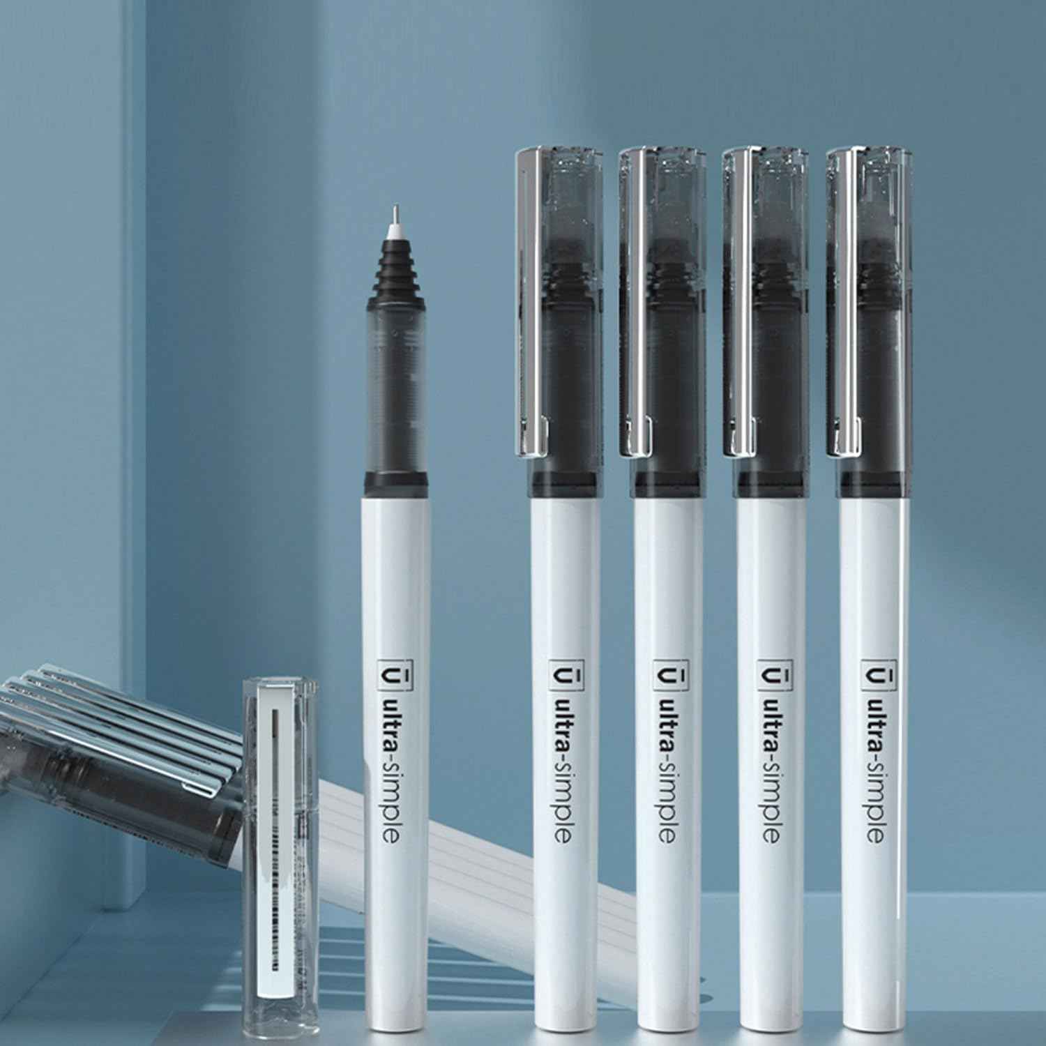 M&G 10Pcs Liquid Rollerball Pens 0.5mm Ultra Fine Point Black Ink Quick Dry - TTpen