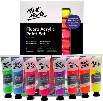 Mont Marte Fluoro Acrylic Paint Set,8 Colors,36ml Tube - TTpen