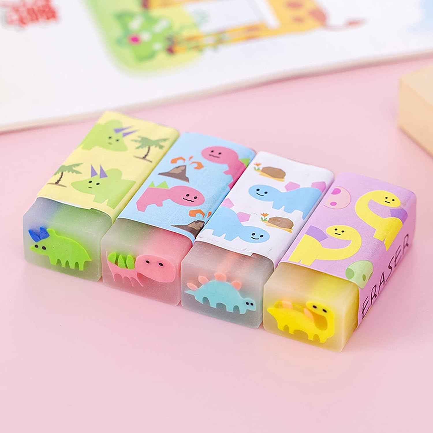 Fruit Ball Dinosaur Sakura Cute Pencil Erasers for Kids 16 Pack - TTpen