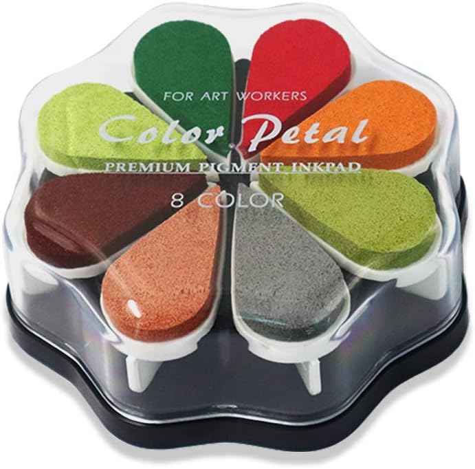 8 Colors Petal Shape Craft Pigment Ink Pad Stamps Partner - TTpen