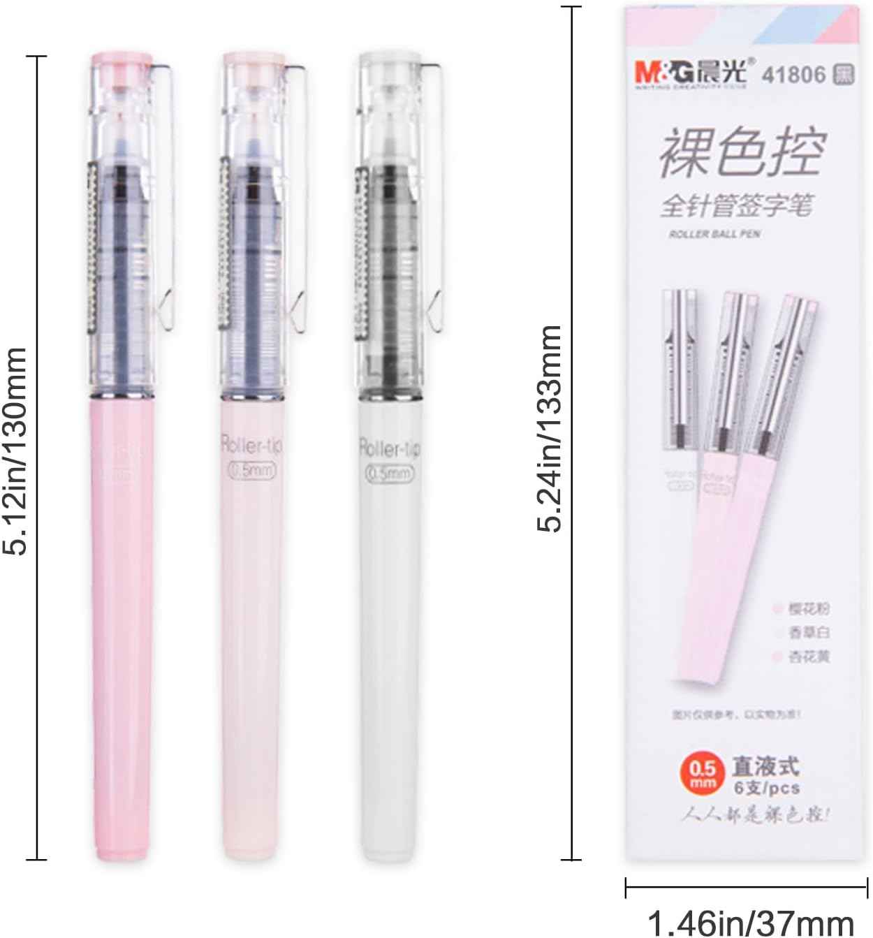 M&G Liquid Rollerball Pen,0.5mm Fine Point Pen with Black Ink 6 Pack - TTpen