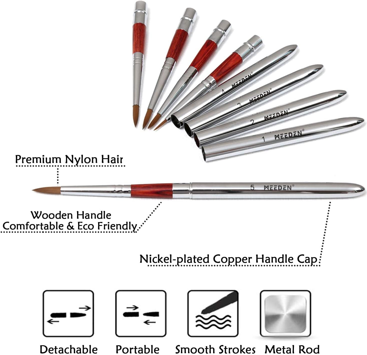 7pcs Travel Artist Painting Brushes,Detachable