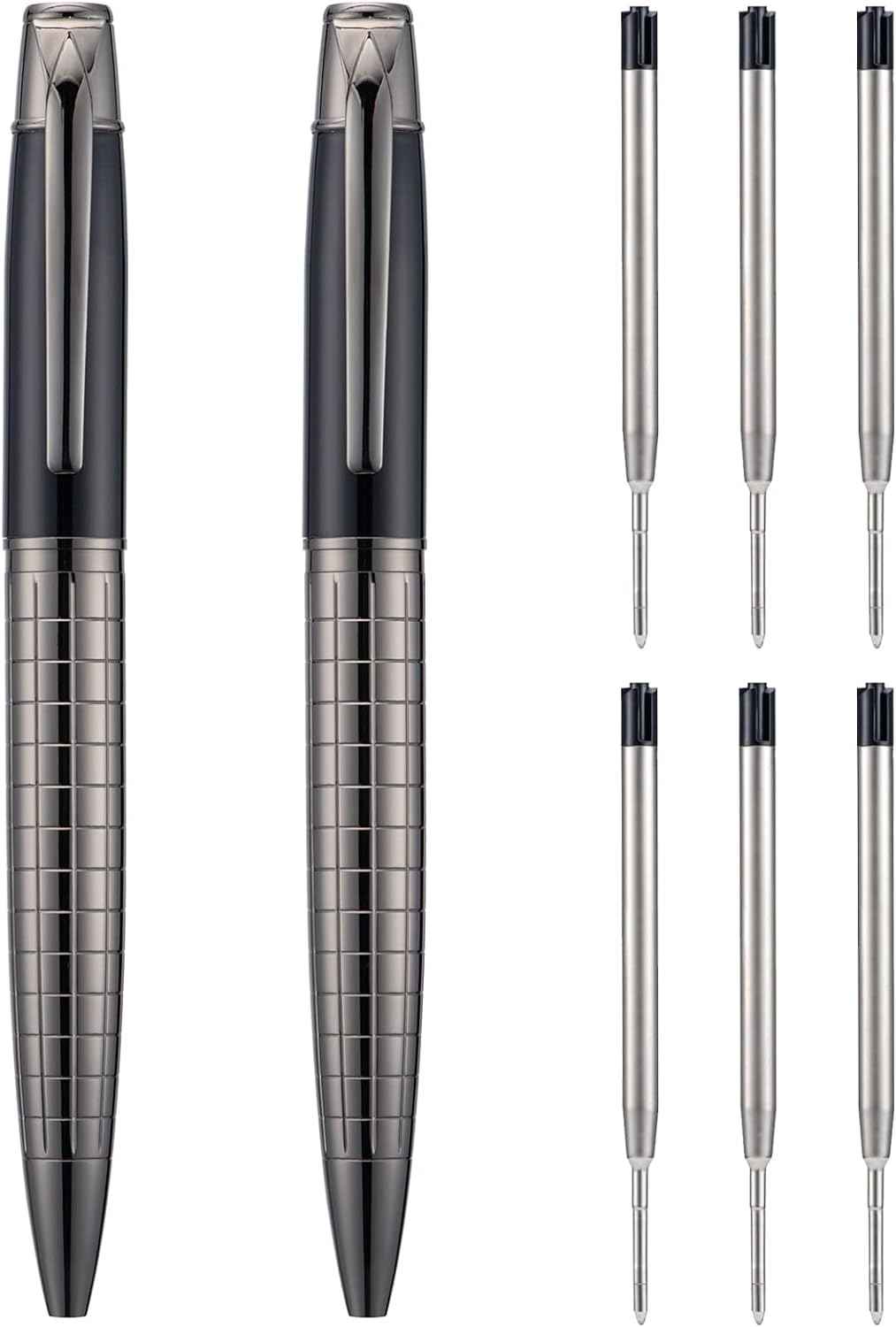 2pcs Twistable Metal Ballpoint Pens with 6 Extral Refills Set - TTpen