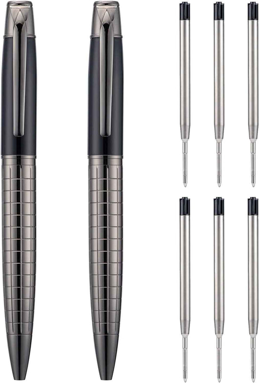 2pcs Twistable Metal Ballpoint Pens with 6 Extral Refills Set - TTpen