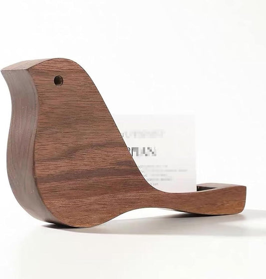Wooden Business Card Holder for Desk Bird Shape