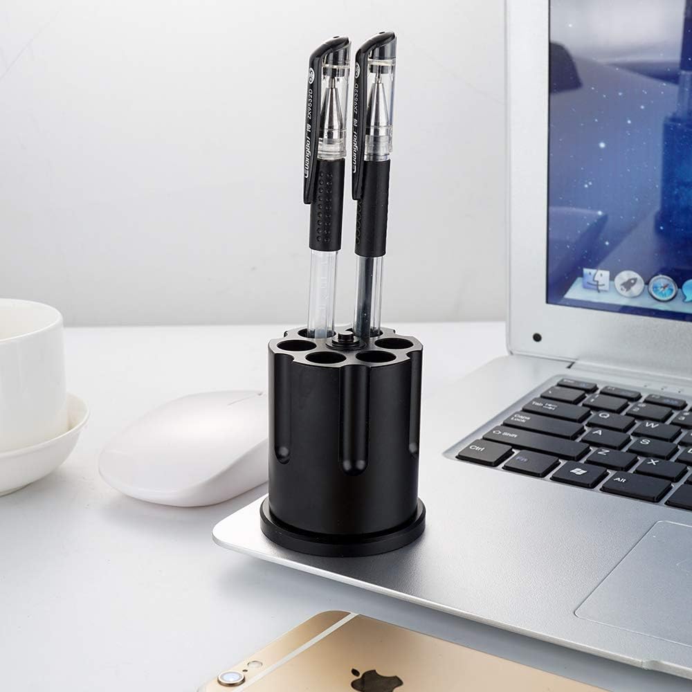 Aluminum Rotating Revolver Pen Holder with 6 Holes
