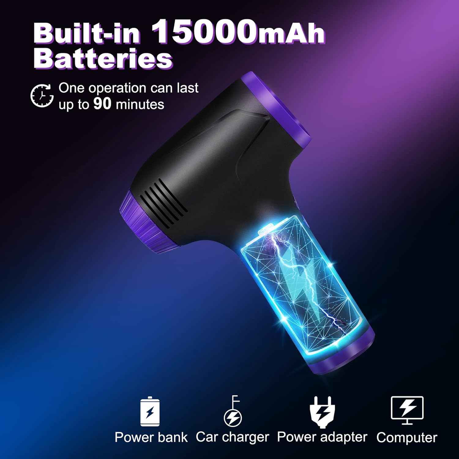Electric Compressed Air Duster Computer Vacuum,15000mAh Rechargeable - TTpen
