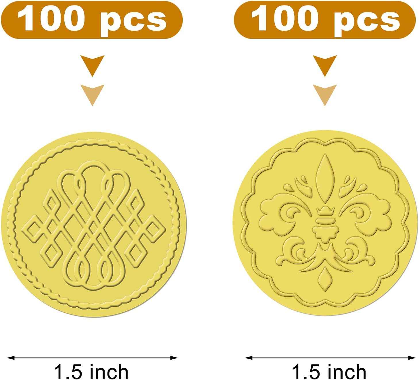 100 Pieces Gold Foil Embossed Wax Envelope Seals - TTpen