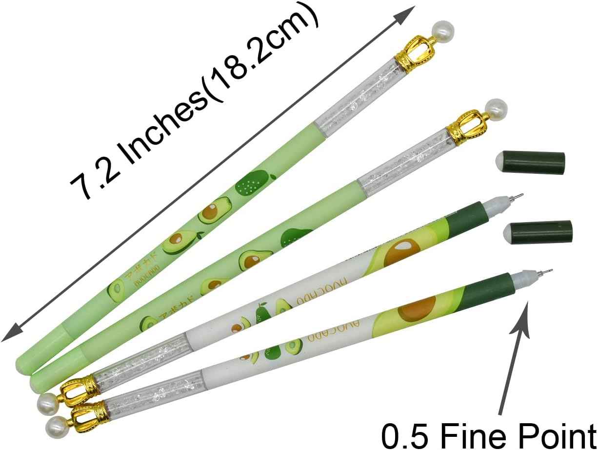 12PCS Juicy Avocado Shiny Crown Gel Pens 0.5mm Black Ink For Kids School - TTpen