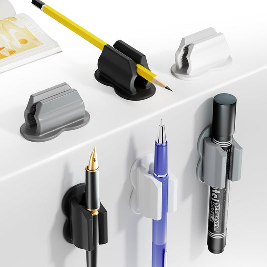 6 Pack Adhesive Pencil Pen Holder for Desk & Wall