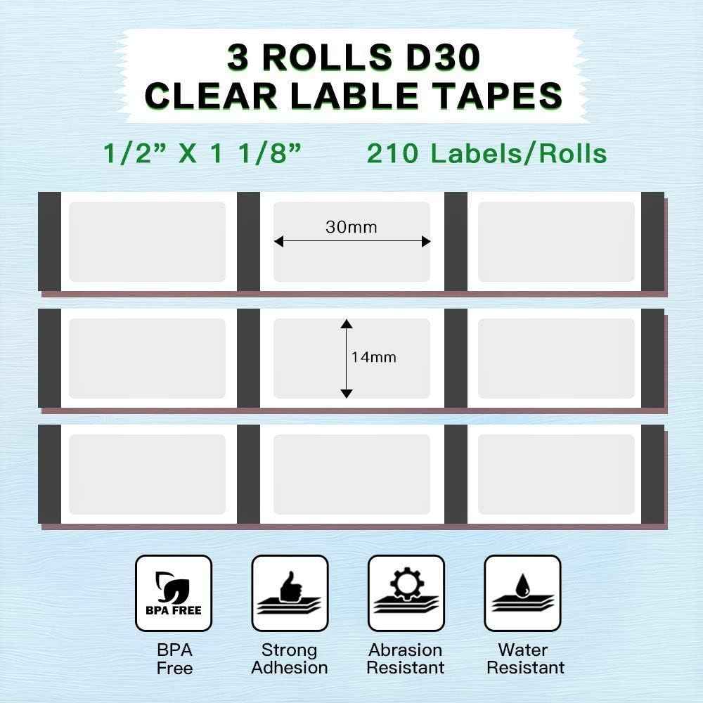 Phomemo D30 Adhesive White Label Paper (14mm X 30mm) White,3 Roll - TTpen