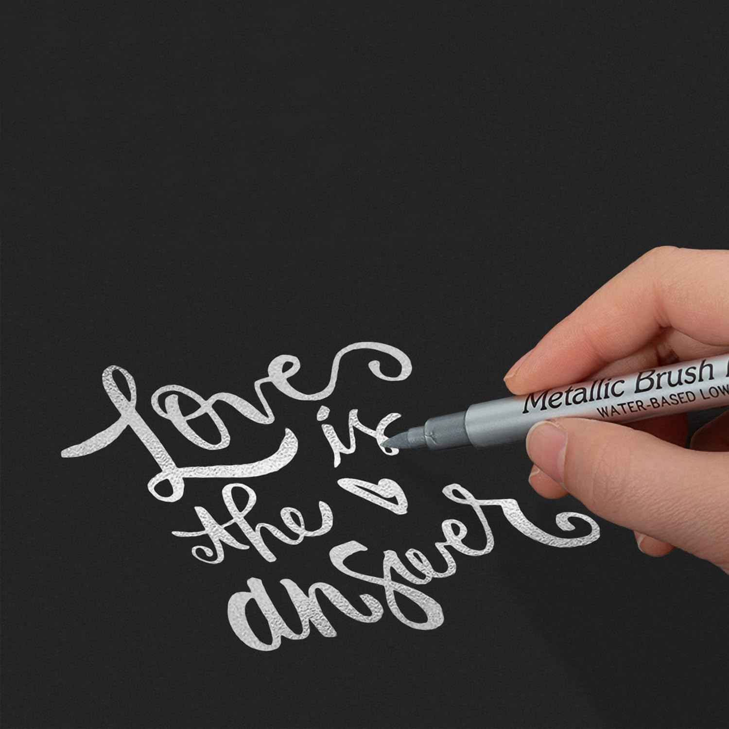 12pcs Metallic Brush Craftwork Marker Pens Silver - TTpen