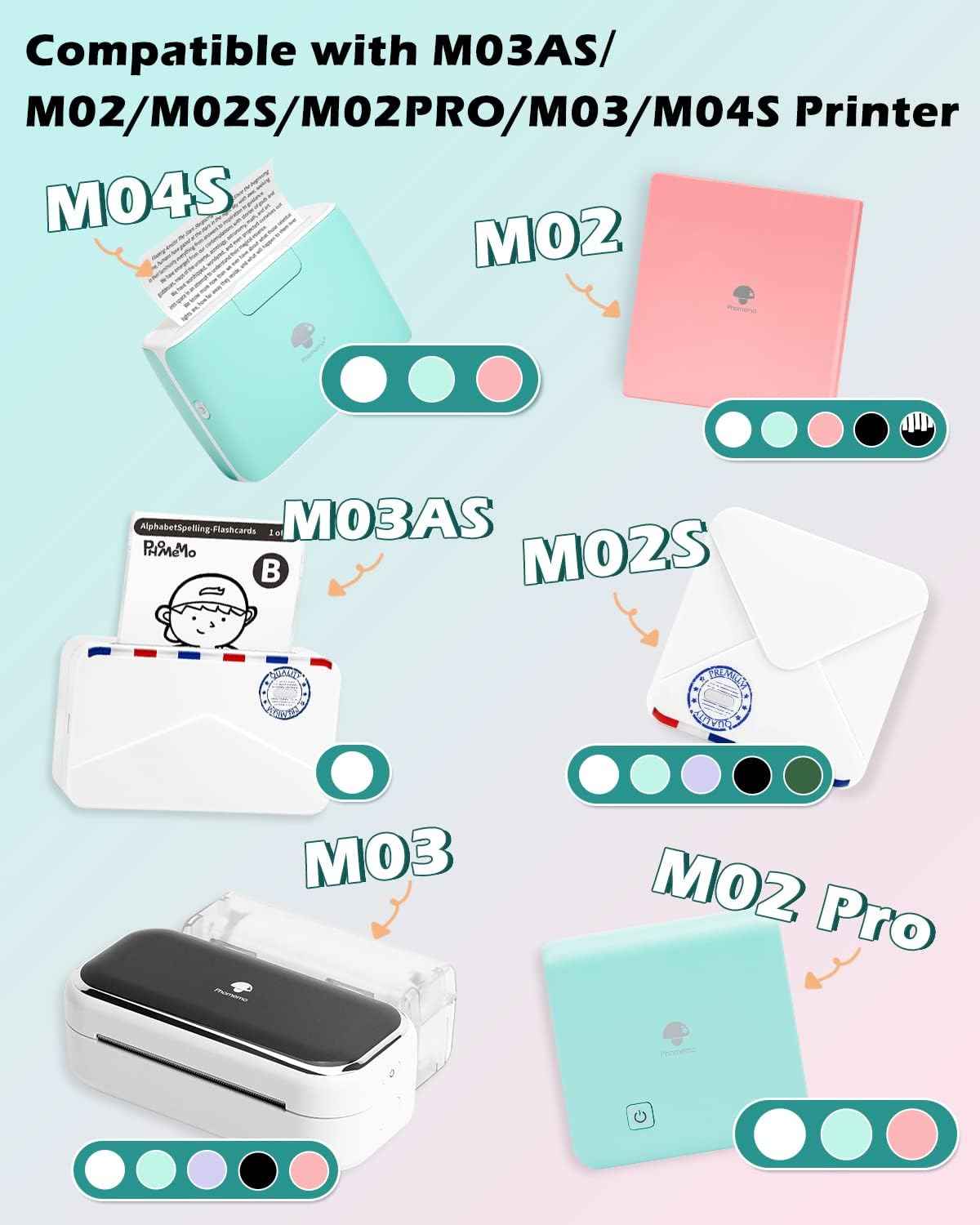 Phomemo M02/M03 Thermal Sticker Paper,Green/Purple/Orange,50mm x 3.5m - TTpen