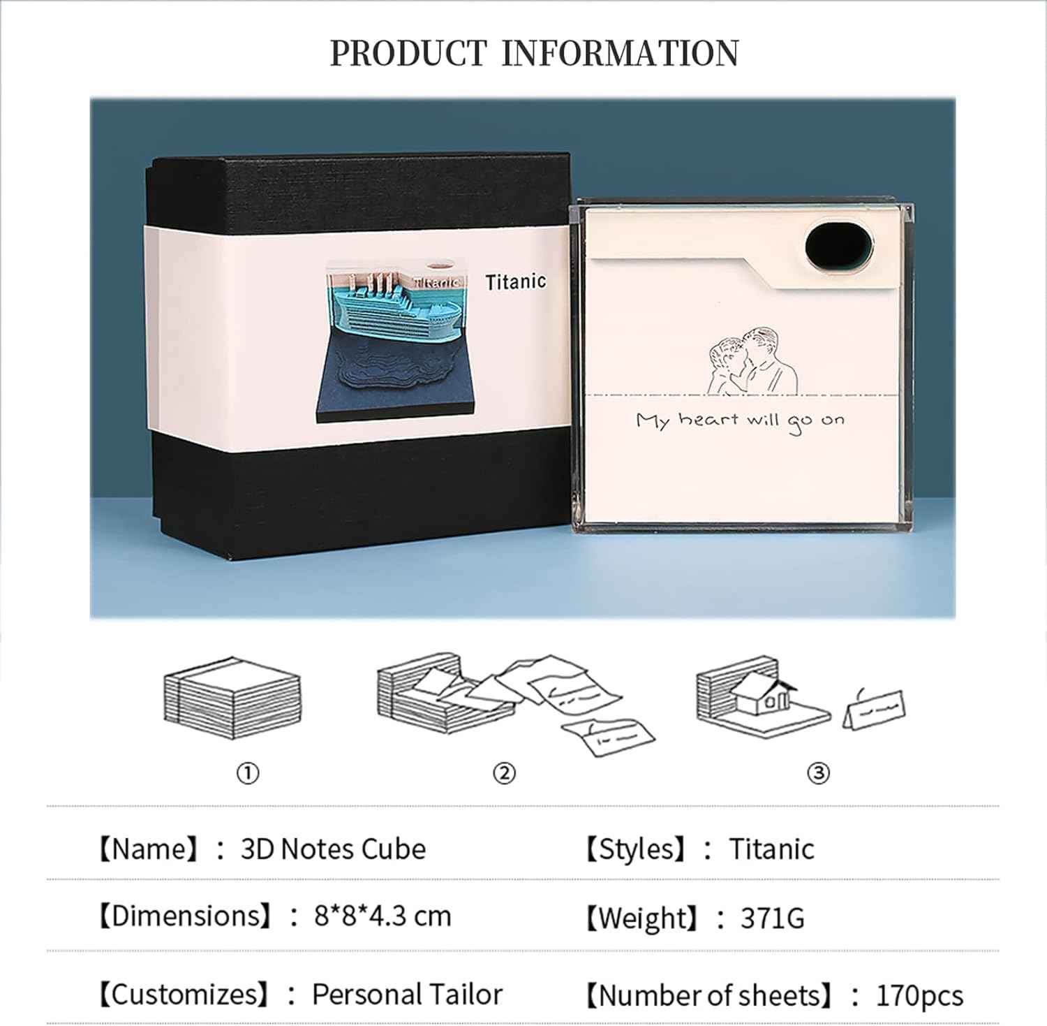 Titanic 3D Paper Note Memo Pad with LED Lights - TTpen
