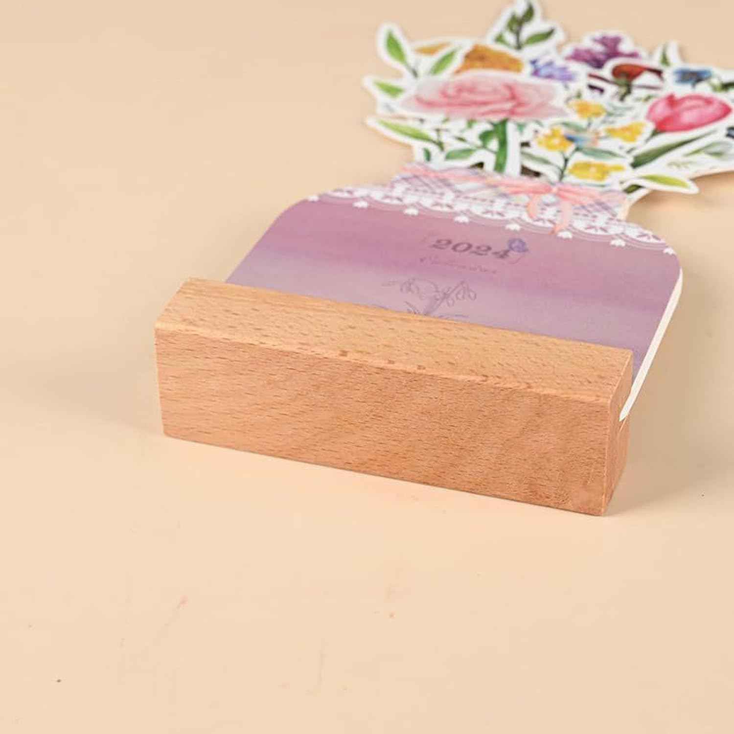 2024 Bloomy Flowers Desk Calendar Monthly Planner Vase Shaped - TTpen
