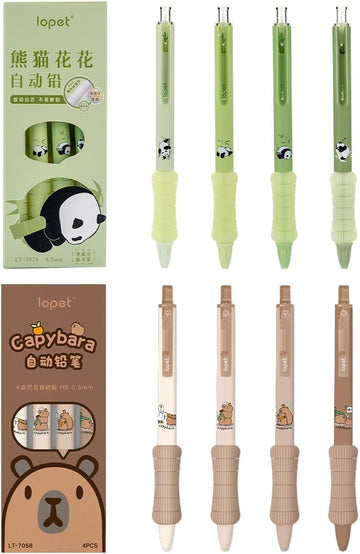 LOPET 8Pcs Mechanical Pencils 0.5mm HB Panda and Capybara