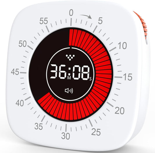 60 Minutes Digital Visual Timer Rechargeable White